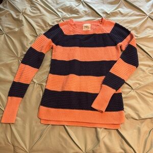 Striped Coral and Navy Sweater